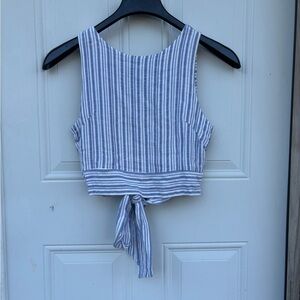 GB.   Striped Sleeveless Tie-Front Top